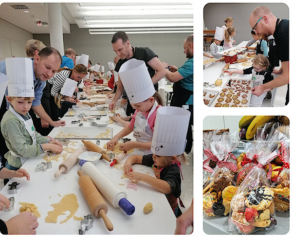 Erbe employees and their children bake Christmas cookies for charity
